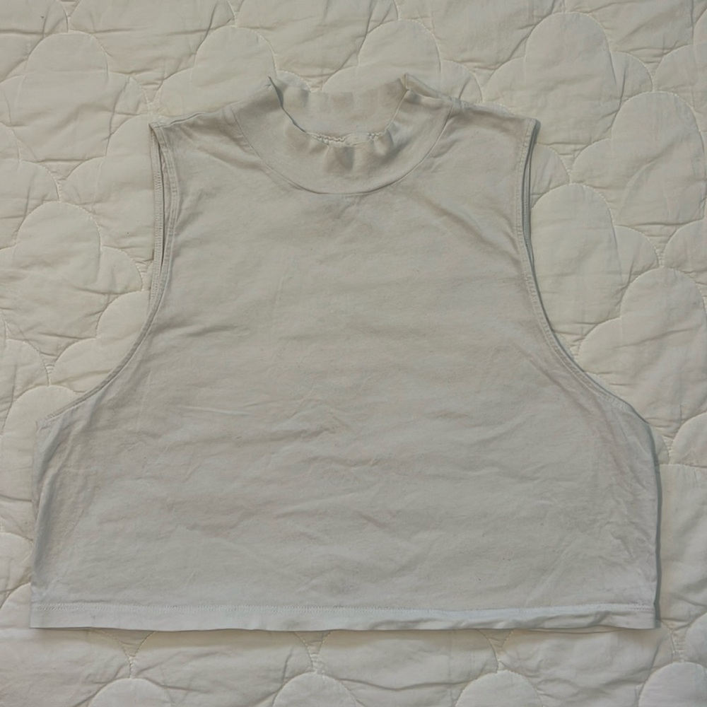 Alo Yoga cropped mock neck tee in white